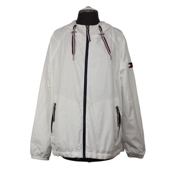 Tommy Hilfiger women's full zip hooded windbreaker jacket L - Picture 1 of 14